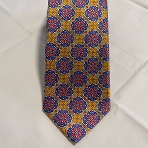 Jos.A.Bank Signature Gold Men’s Tie, Vibrant Versatile Yellow + Blue Pattern